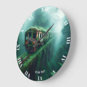ファンタジーかわいい古い過去列車 ラージ壁時計 (傾斜)