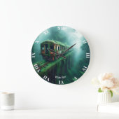 ファンタジーかわいい古い過去列車 ラージ壁時計 (ホーム)