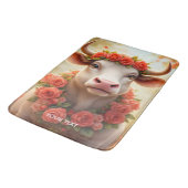 ファンタジーかわいい可愛い牛のバラ バスマット (アングル)