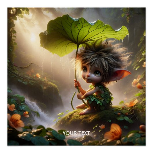 ファンタジーかわいい可愛らしい生き物の雨 ポスター (正面)