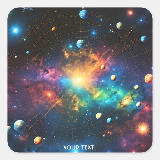 ファンタジーかわいい地図の星 スクエアシール (正面)