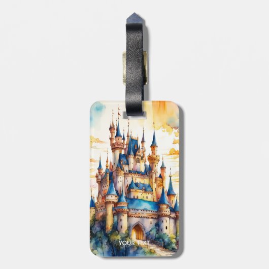 ファンタジーかわいい城の水彩林 ラゲッジタグ (裏面縦)