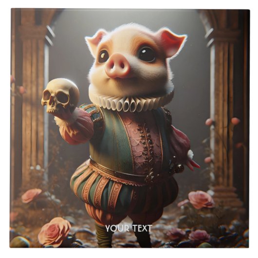 ファンタジーかわいい変わった豚 タイル (正面)