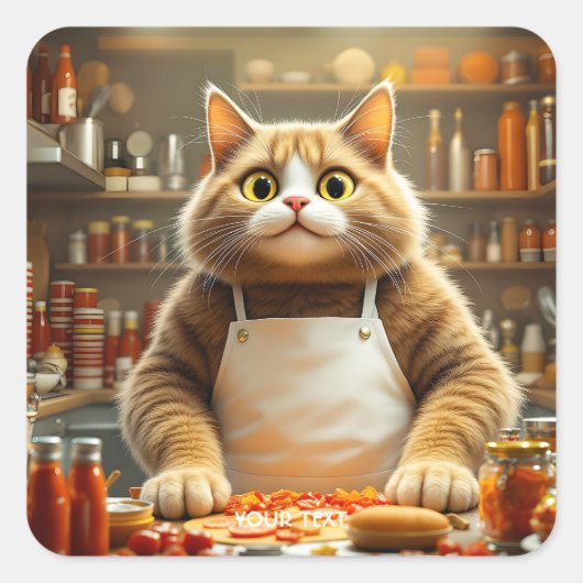 ファンタジーかわいい大目猫 スクエアシール (正面)