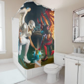 ファンタジーかわいい奇妙なサッカーの試合 シャワーカーテン (インサイチュ)