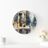 ファンタジーかわいい女の子のショップウィンドウ ラージ壁時計 (ホーム)