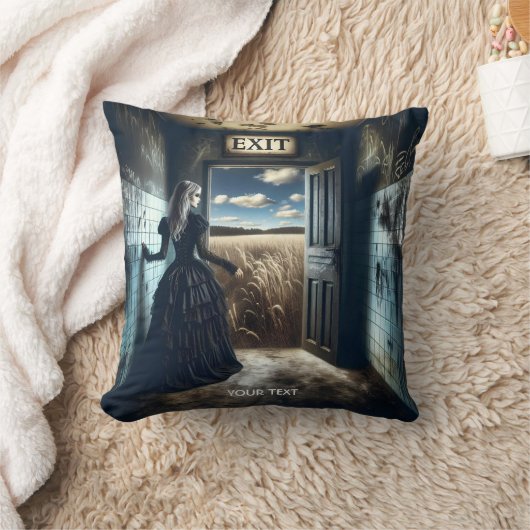 ファンタジーかわいい女の子の出口の廊下 クッション (ブランケット)