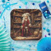 ファンタジーかわいい女の子の海賊帽 ペーパープレート (パーティー)