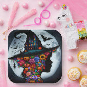 ファンタジーかわいい女の子ウィッチハロウィーン ペーパープレート (パーティー)