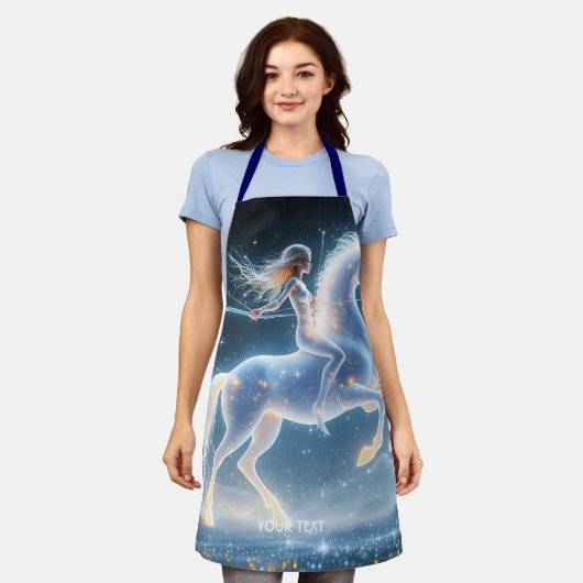 ファンタジーかわいい女の子ユニコーン宇宙 エプロン (着用した状態)