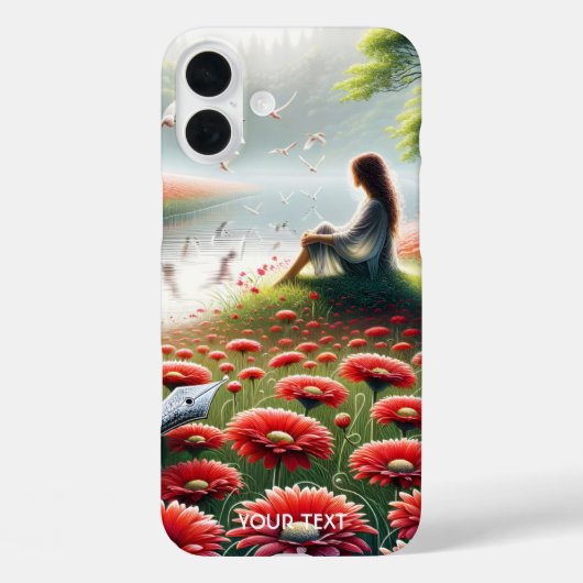 ファンタジーかわいい女の子赤い花 Case-Mate iPhoneケース (裏面)