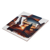 ファンタジーかわいい女性のカーボーイカウボーイタウン タイル (側面)