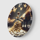 ファンタジーかわいい女遊の子のピアノ ラージ壁時計 (傾斜)