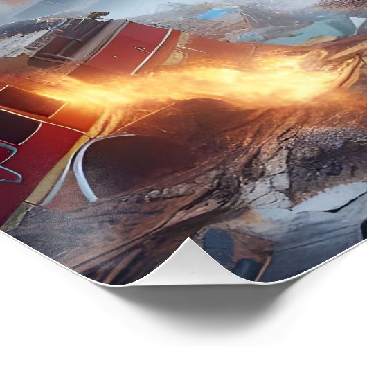 ファンタジーかわいい子猫の犬の火 ポスター (コーナー)