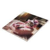 ファンタジーかわいい子猫ユニコーンベッド タイル (側面)