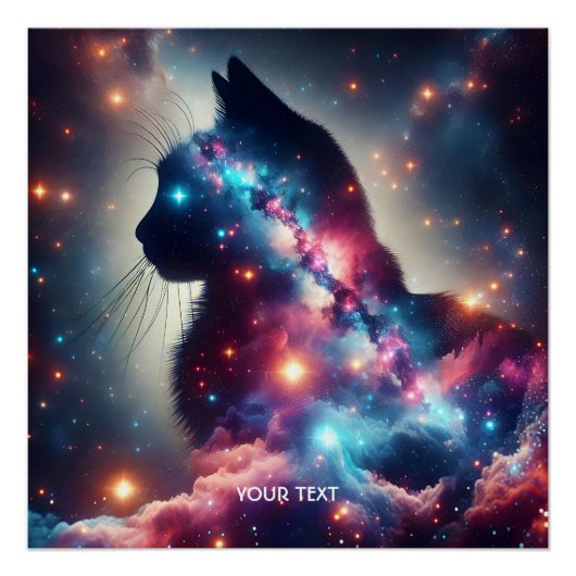 ファンタジーかわいい宇宙キャットスターズ ポスター (正面)