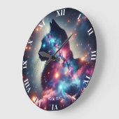 ファンタジーかわいい宇宙キャットスターズ ラージ壁時計 (傾斜)