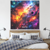 ファンタジーかわいい宇宙シーンコラージュ キャンバスプリント (インサイチュ (寝室))