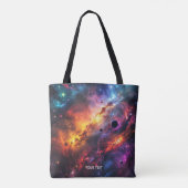 ファンタジーかわいい宇宙シーンコラージュ トートバッグ (裏面)
