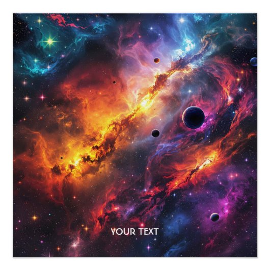 ファンタジーかわいい宇宙シーンコラージュ ポスター (正面)