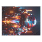 ファンタジーかわいい宇宙飛行士の風景火災 テーブルクロス (正面(横))