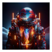 ファンタジーかわいい宇宙飛行士の風景火災 ポスター (正面)