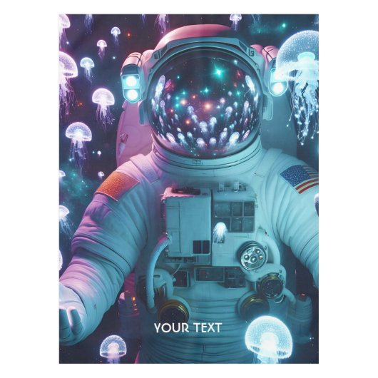 ファンタジーかわいい宇宙飛行士クラゲ宇宙 テーブルクロス (正面)