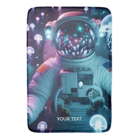 ファンタジーかわいい宇宙飛行士クラゲ宇宙 バスマット (正面縦)
