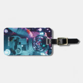 ファンタジーかわいい宇宙飛行士クラゲ宇宙 ラゲッジタグ (正面横)