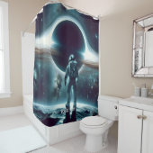 ファンタジーかわいい宇宙飛行士ブラックホール シャワーカーテン (インサイチュ)