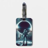 ファンタジーかわいい宇宙飛行士ブラックホール ラゲッジタグ (裏面縦)