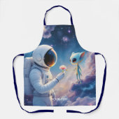 ファンタジーかわいい宇宙飛行士宇宙の花 エプロン (正面)
