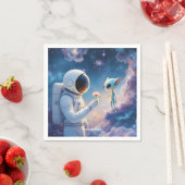 ファンタジーかわいい宇宙飛行士宇宙の花 スタンダードカクテルナプキン (インサイチュ)