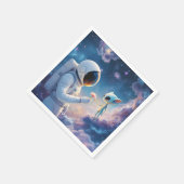 ファンタジーかわいい宇宙飛行士宇宙の花 スタンダードカクテルナプキン (角)