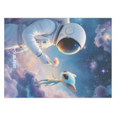 ファンタジーかわいい宇宙飛行士宇宙の花 テーブルクロス (正面(横))