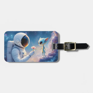 ファンタジーかわいい宇宙飛行士宇宙の花 ラゲッジタグ