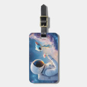 ファンタジーかわいい宇宙飛行士宇宙の花 ラゲッジタグ (正面縦)