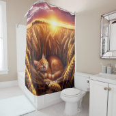 ファンタジーかわいい寝猫小麦 シャワーカーテン (インサイチュ)