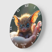 ファンタジーかわいい小さなこうもりハンド ラージ壁時計 (傾斜)