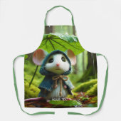 ファンタジーかわいい小さなマウスの雨 エプロン (正面)