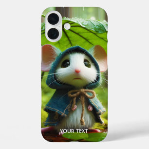 ファンタジーかわいい小さなマウスの雨 iPhone 16 PLUSケース
