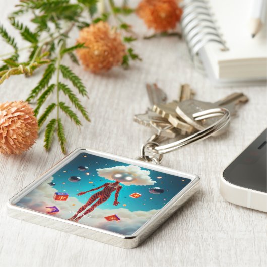 ファンタジーかわいい小さな抽象芸術姿 キーホルダー (側面)