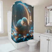 ファンタジーかわいい小さな鳥の月 シャワーカーテン (インサイチュ)