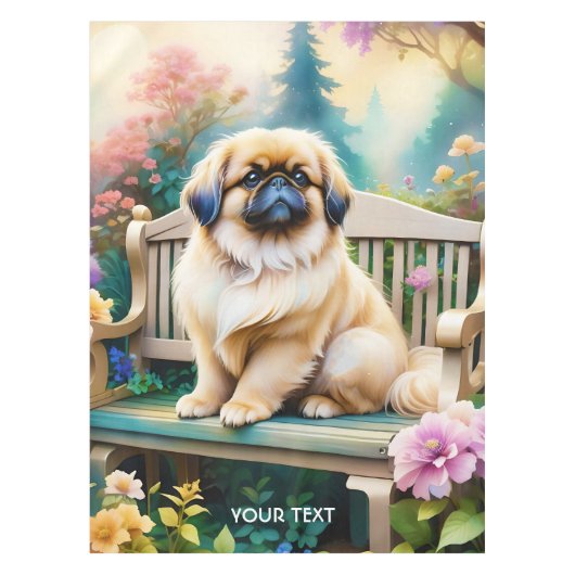ファンタジーかわいい小犬の花 テーブルクロス (正面)