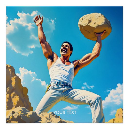 ファンタジーかわいい岩の山の雲 ポスター (正面)