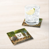 ファンタジーかわいい岩紙はさみ スクエアペーパーコースター (インサイチュ)