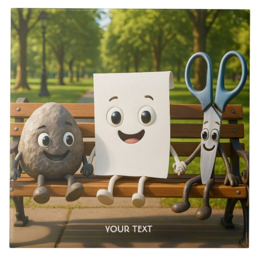 ファンタジーかわいい岩紙はさみ タイル (正面)