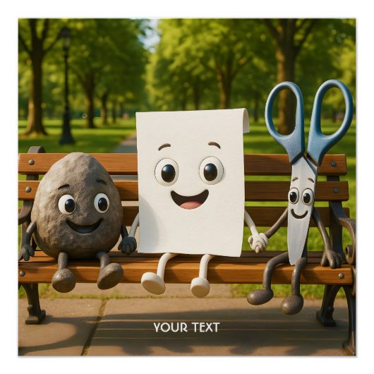 ファンタジーかわいい岩紙はさみ ポスター (正面)