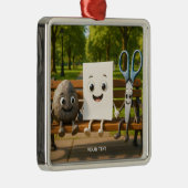 ファンタジーかわいい岩紙はさみ メタルオーナメント (右)