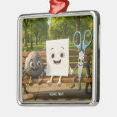 ファンタジーかわいい岩紙はさみ メタルオーナメント (左)